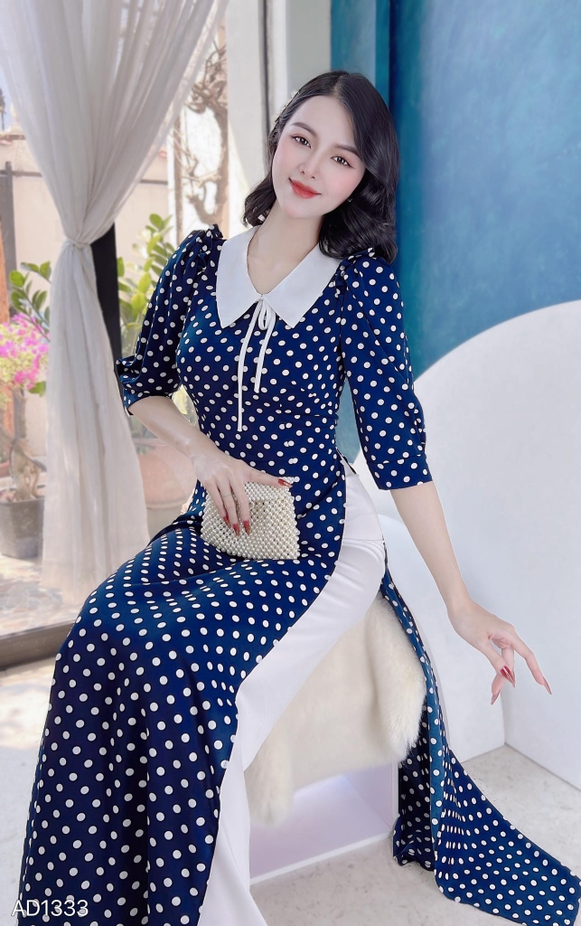 Áo Dài BiBi Cổ Trắng AD1333 (áo lẻ)