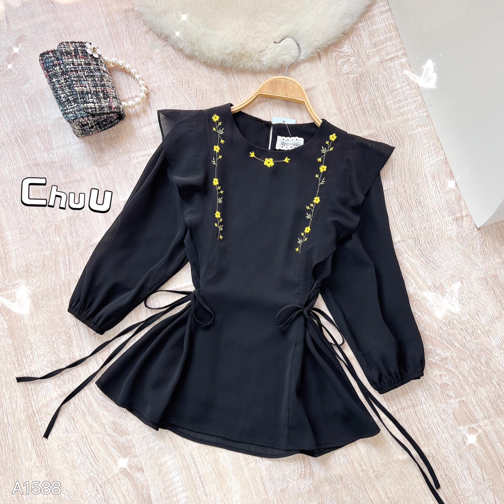 Áo Tơ Thêu Cột Eo A1588