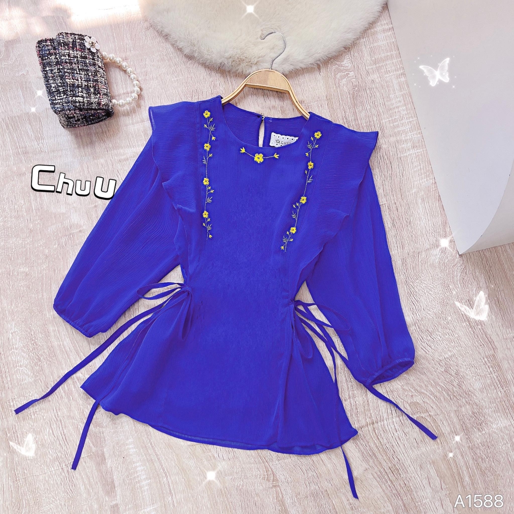 Áo Tơ Thêu Cột Eo A1588