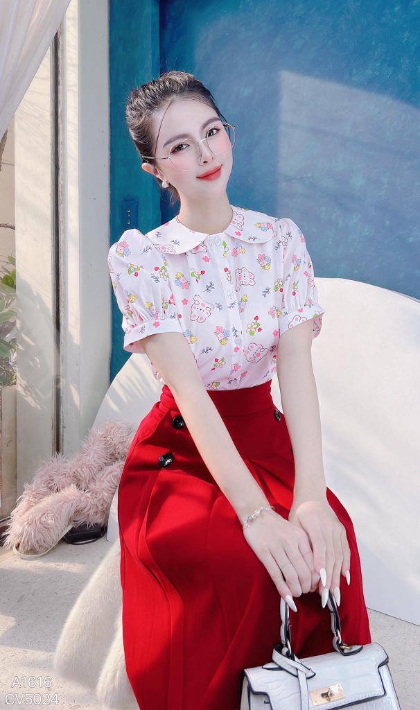 Áo Sơ Mi Cổ Sen Babiber A1616