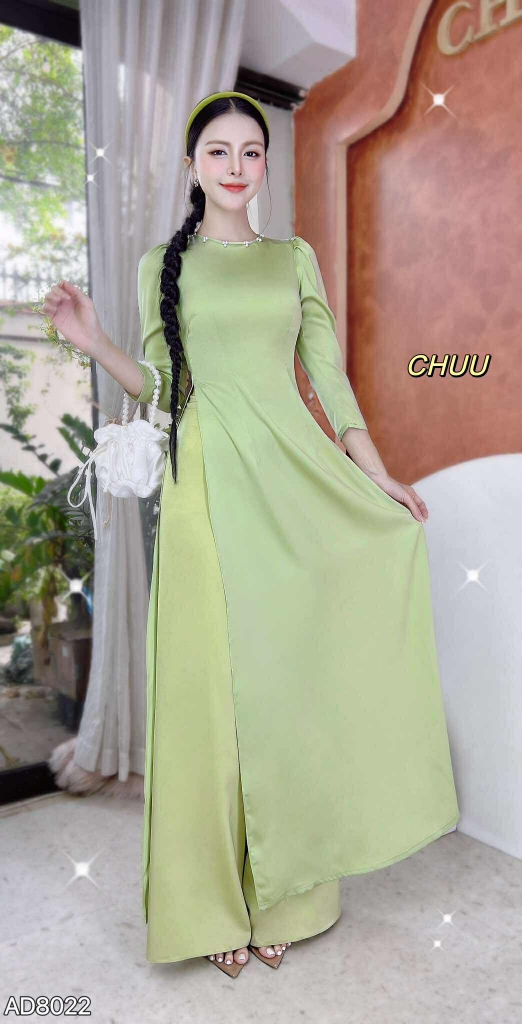Áo Dài Tay Lửng Cổ Tròn Ngọc AD8022 (áo lẻ)