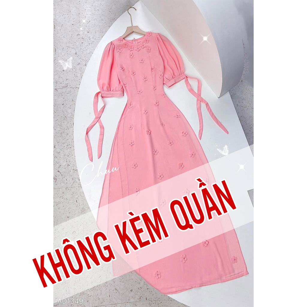 Áo Dài Chiffon Hoa Đỗ Quyên AD1349