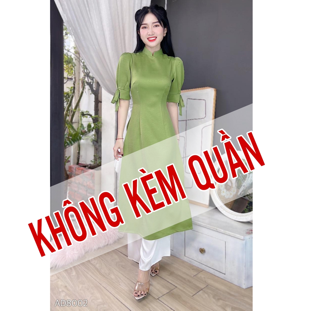 Áo Dài Tay Bồng Nơ 2cm AD8002