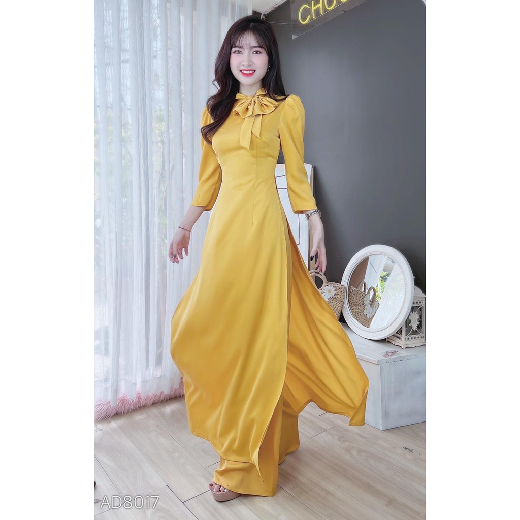 Áo Dài Ánh Nhung Nơ Oai AD8017 (áo lẻ)