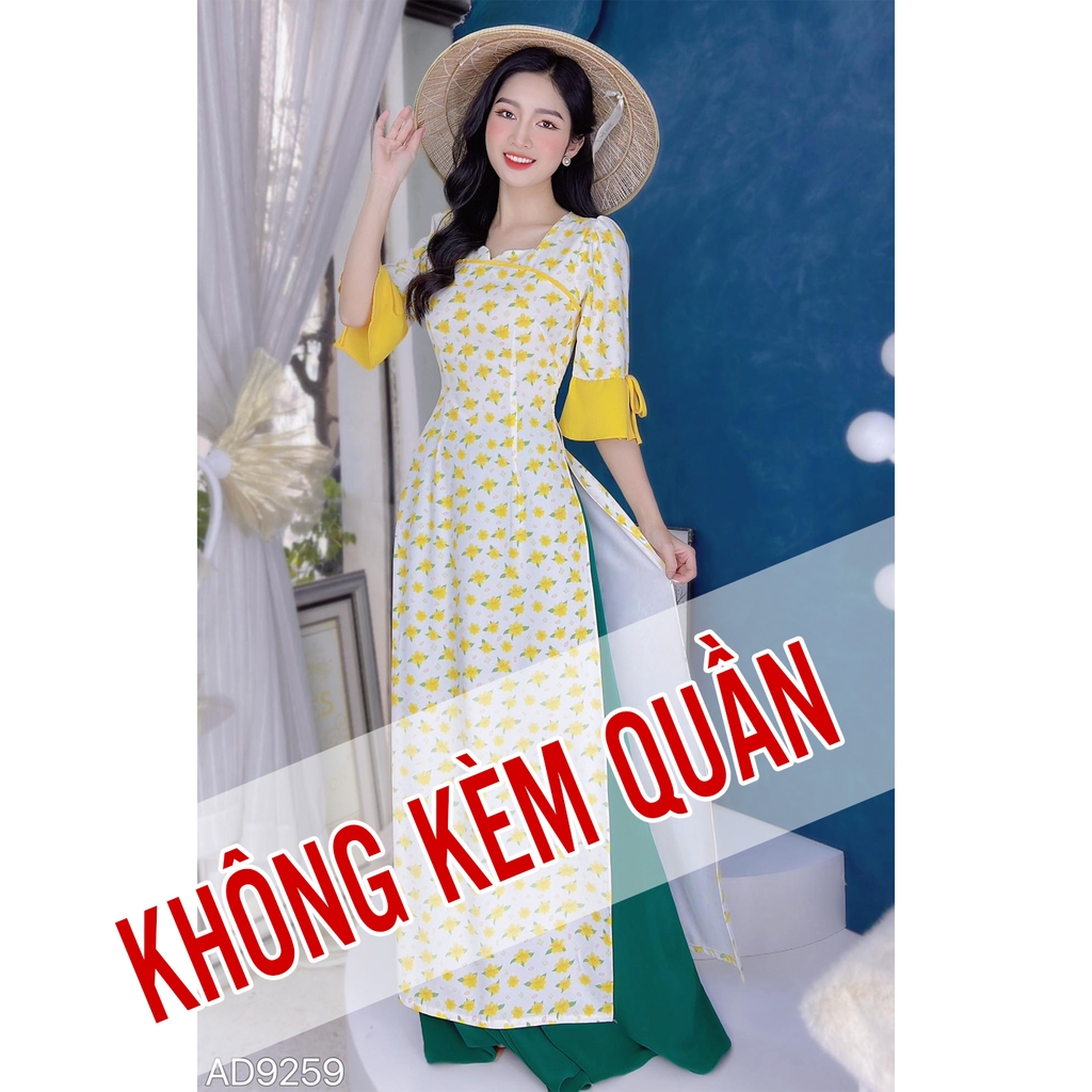 Áo Dài Hoa Mào Gà AD9259 (áo lẻ)