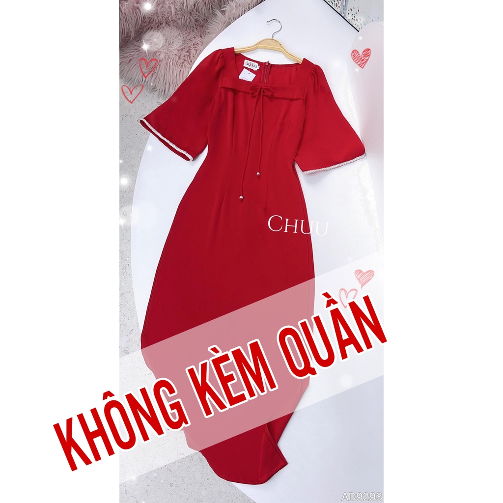 Áo Dài Cổ Vuông Chuồn Chuồn AD9293