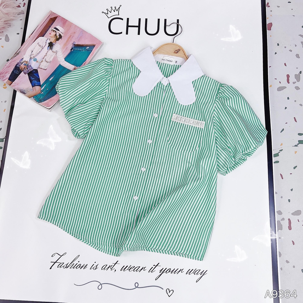 Áo Sọc Cổ Bướm A9364