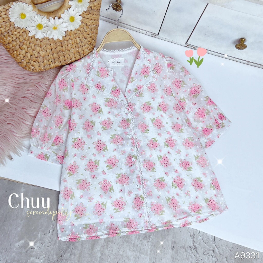 Áo Sơ Mi Hoa Tuyết Cổ Lật A9331