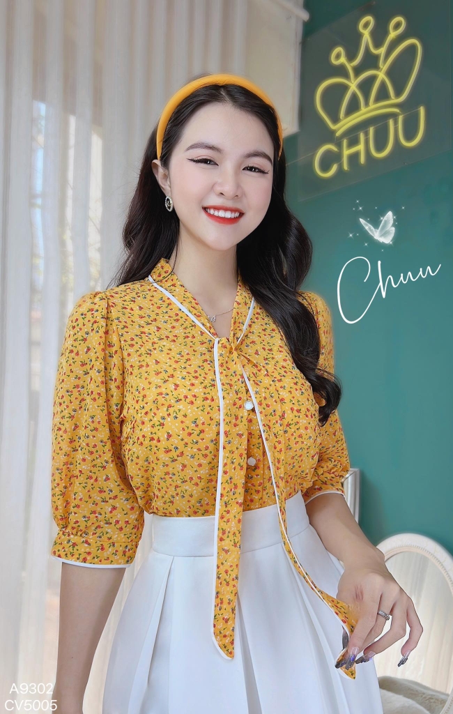 Áo Hoa Viền Bạch A9302