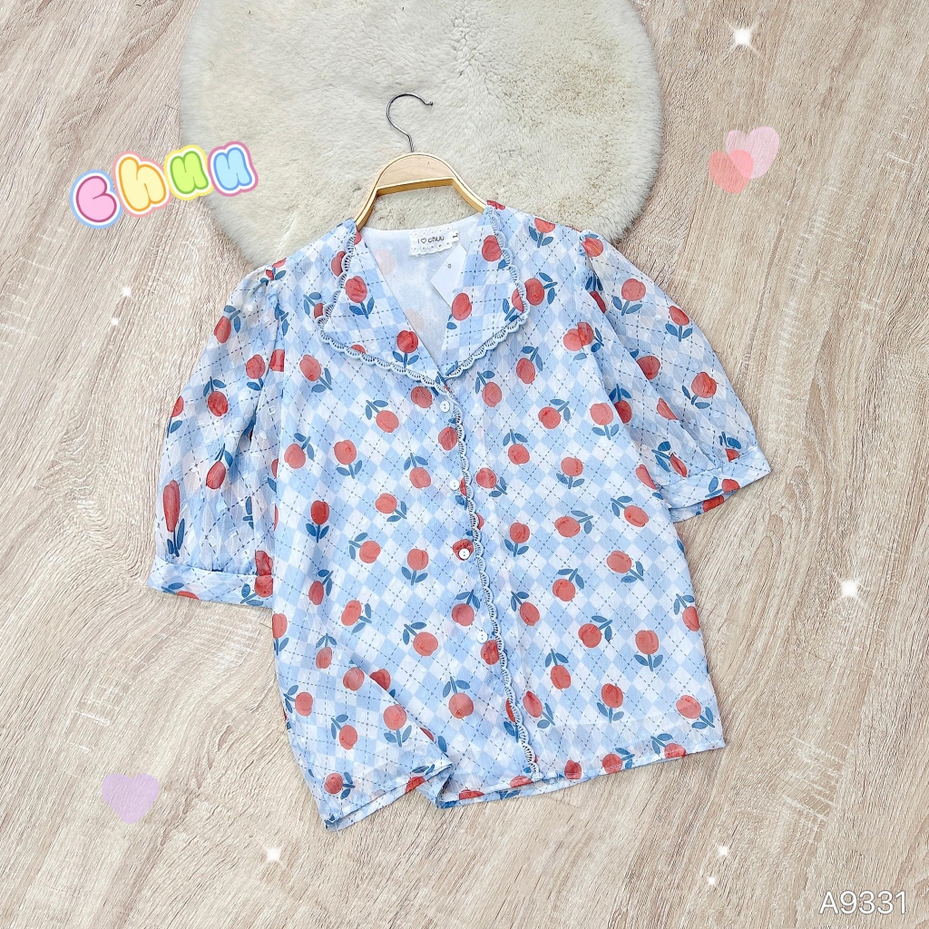 Áo Sơ Mi Hoa Tuyết Cổ Lật A9331