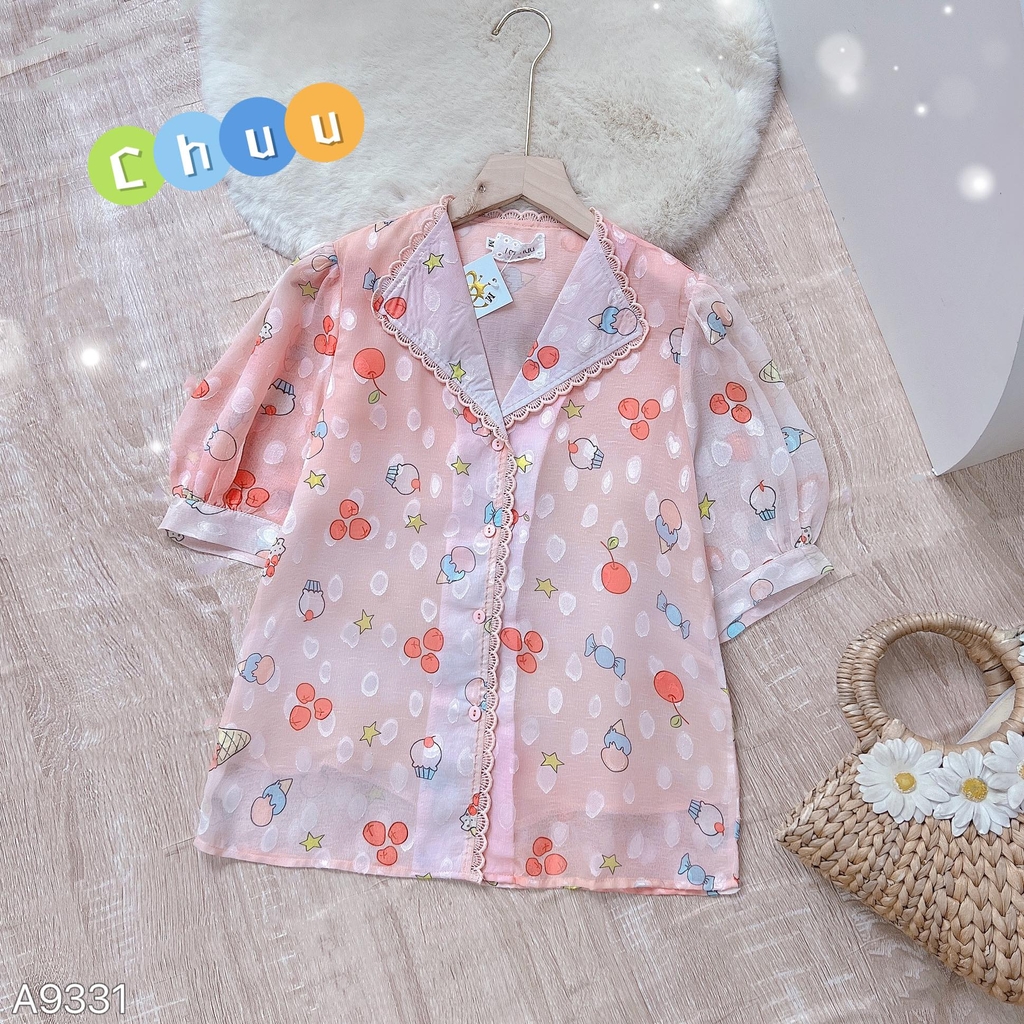 Áo Sơ Mi Hoa Tuyết Cổ Lật A9331