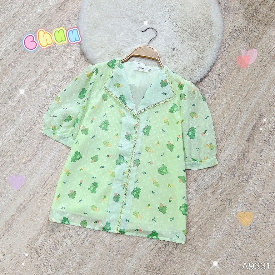 Áo Sơ Mi Hoa Tuyết Cổ Lật A9331
