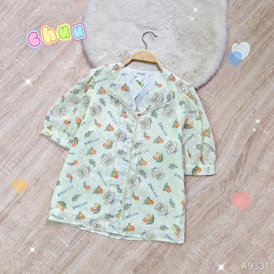 Áo Sơ Mi Hoa Tuyết Cổ Lật A9331