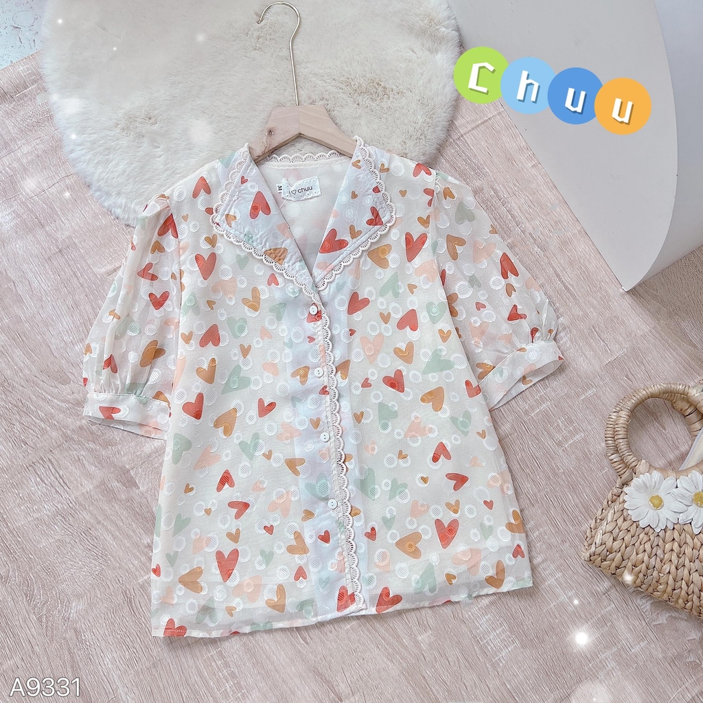 Áo Sơ Mi Hoa Tuyết Cổ Lật A9331