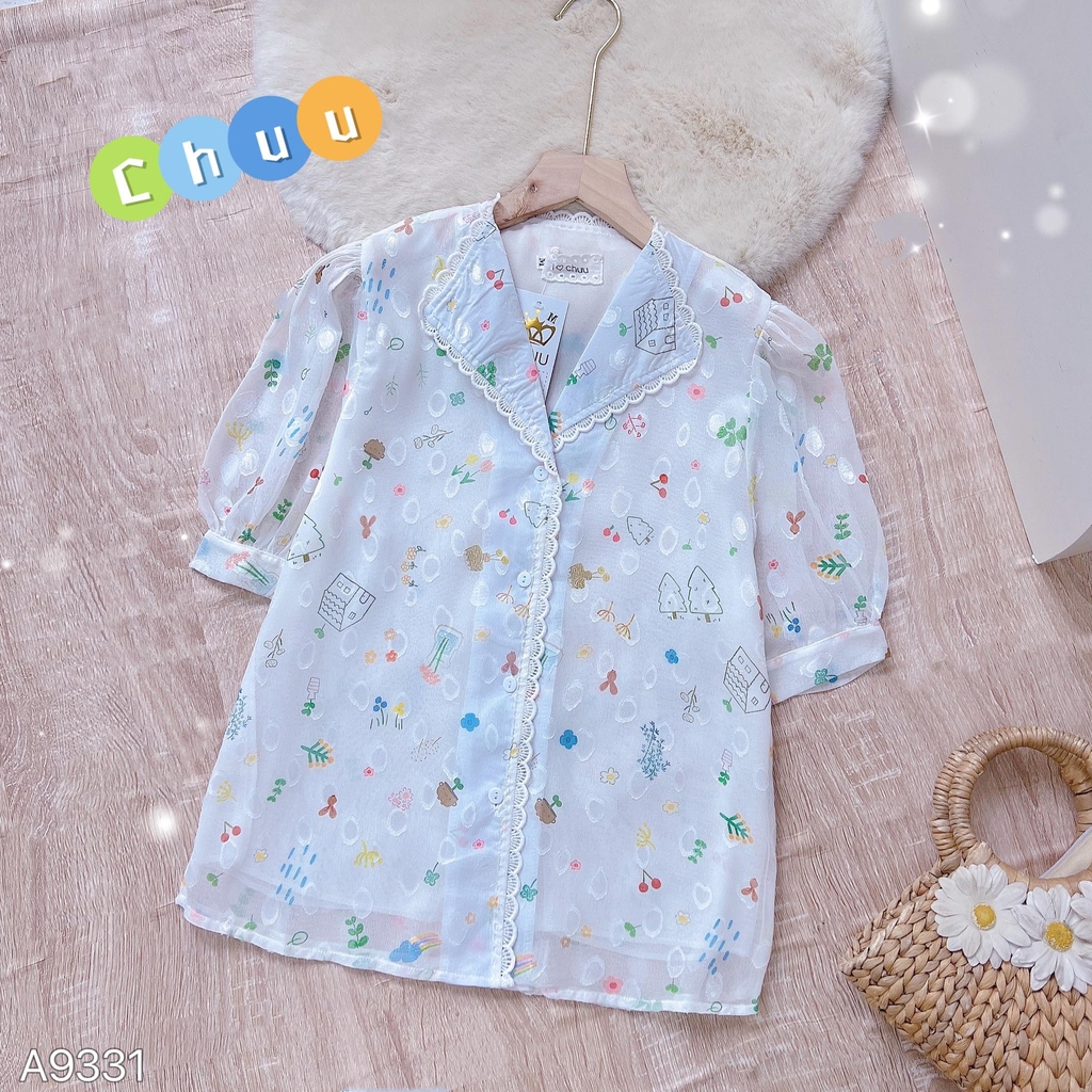 Áo Sơ Mi Hoa Tuyết Cổ Lật A9331