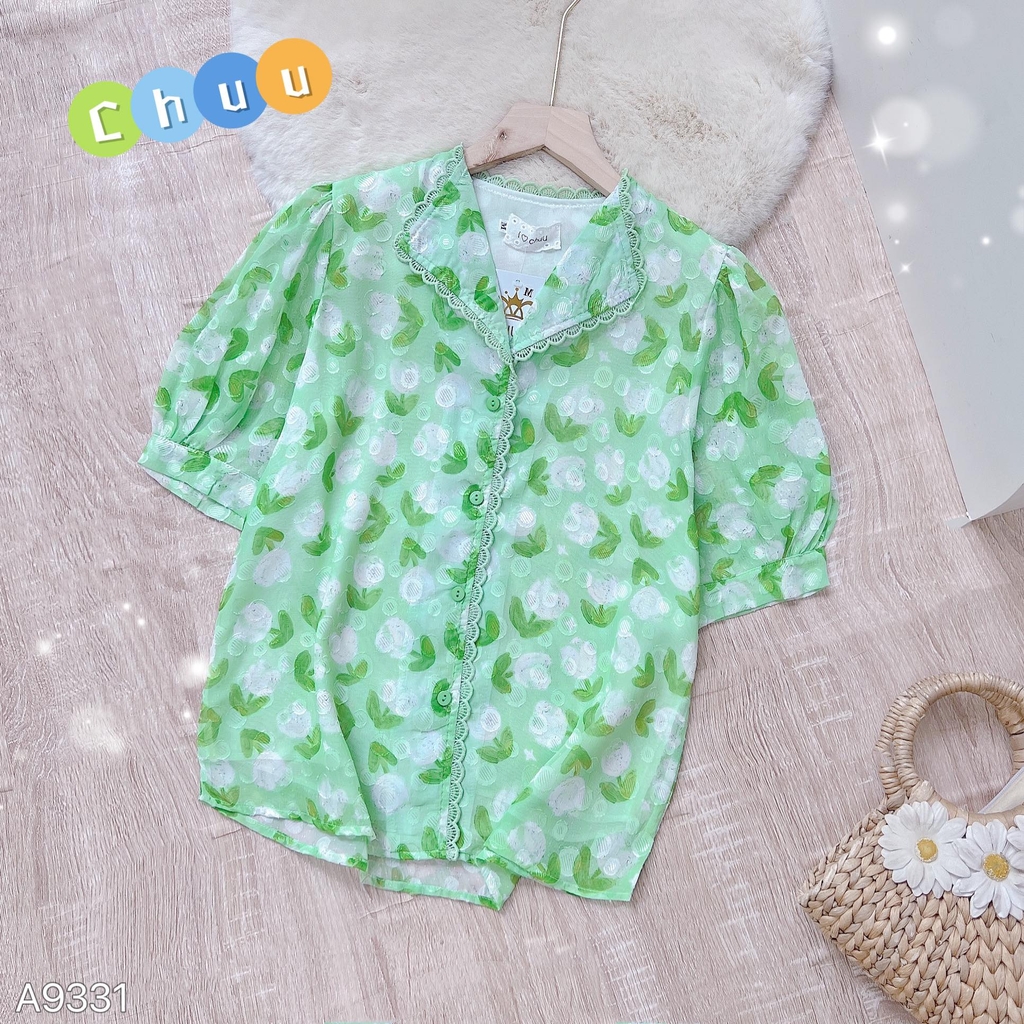 Áo Sơ Mi Hoa Tuyết Cổ Lật A9331