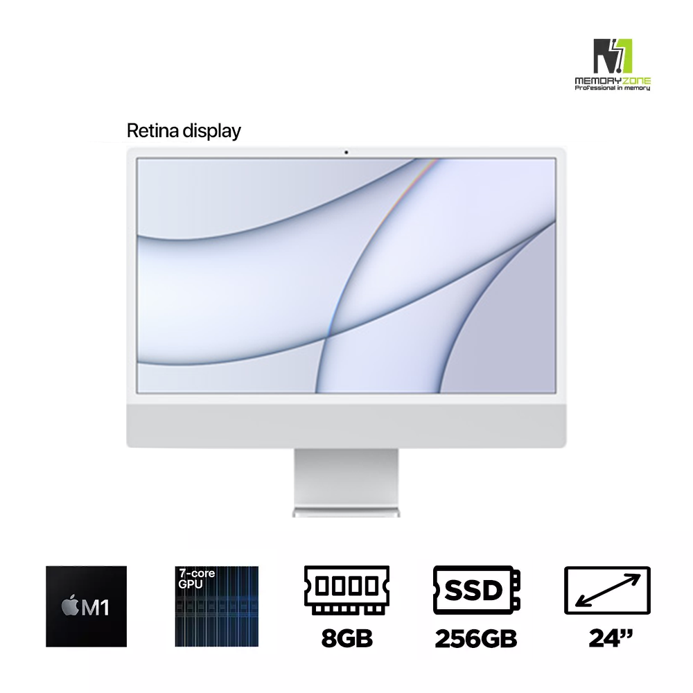 Apple iMac M1 24 Inch 2021 (Apple M1, 7-Cores GPU, Ram 8GB, SSD 256GB, 24 Inch Retina 4.5K)