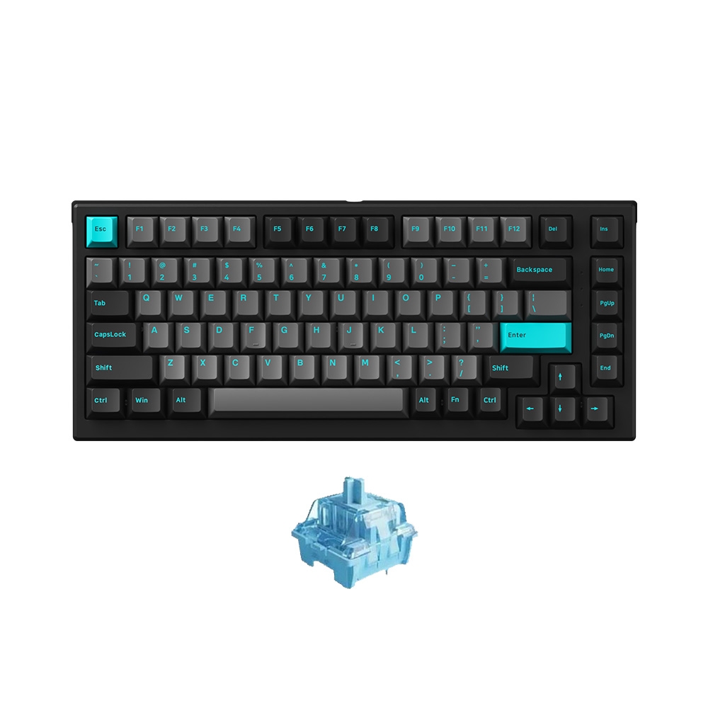 Bàn phím cơ AKKO MonsGeek MG75 Black & Cyan (Akko Sw V3)