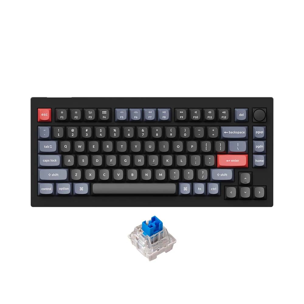 Bàn phím cơ Keychron V1 Full Assembled Knob Black Carbon Led RGB HotSwap Keychron K Pro Switch Red / Blue / Brown