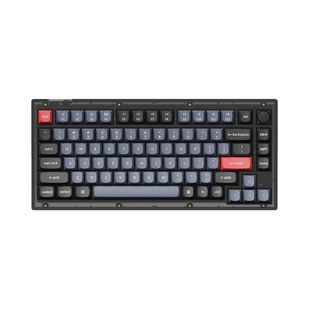 Bàn phím cơ Keychron V1 Full Assembled Knob Black Translucent Led RGB HotSwap Keychron K Pro Switch Red / Blue / Brown