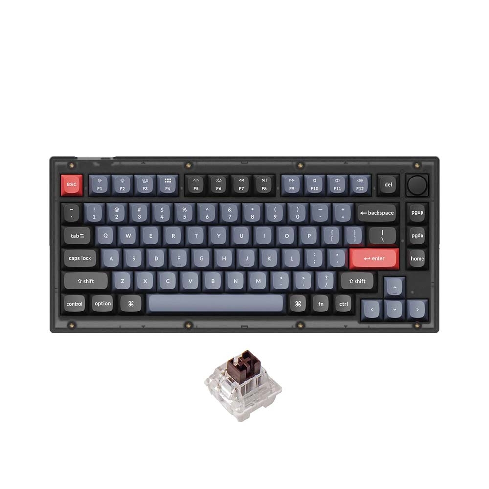 Bàn phím cơ Keychron V1 Full Assembled Knob Black Translucent Led RGB HotSwap Keychron K Pro Switch Red / Blue / Brown