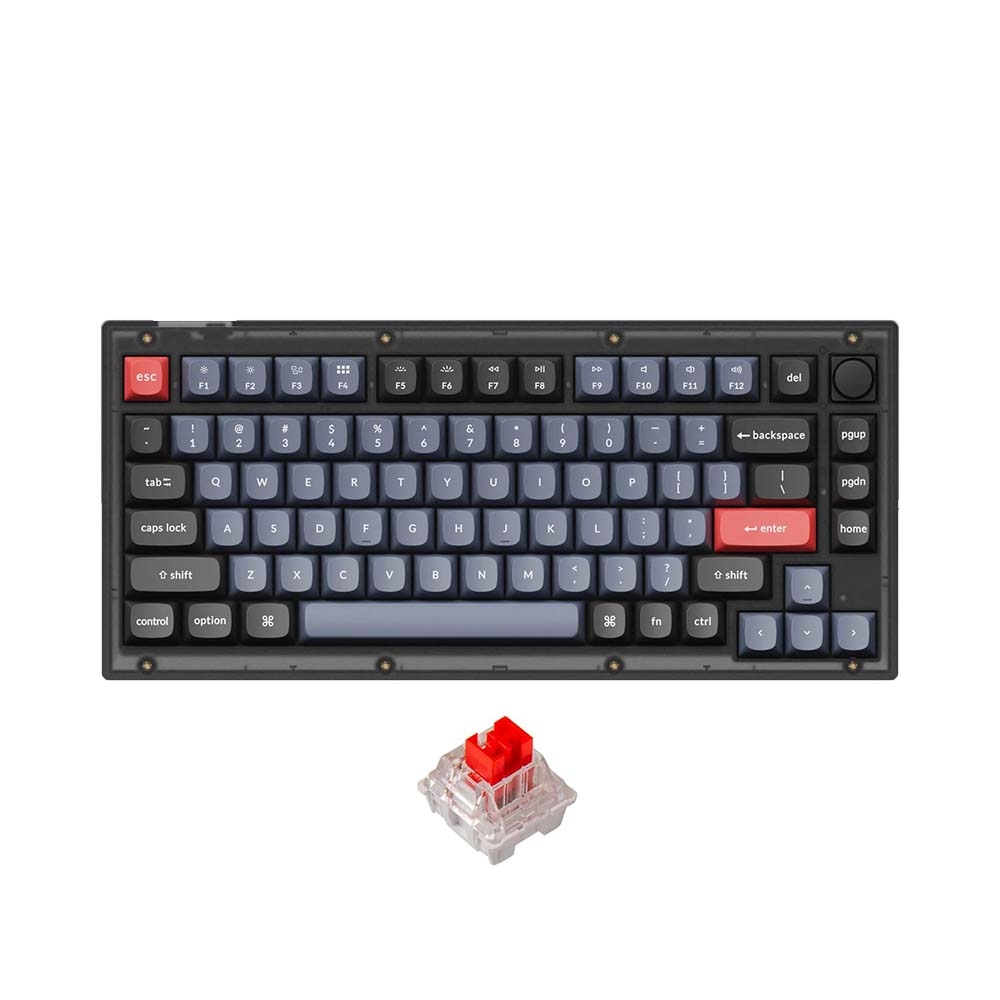 Bàn phím cơ Keychron V1 Full Assembled Knob Black Translucent Led RGB HotSwap Keychron K Pro Switch Red / Blue / Brown