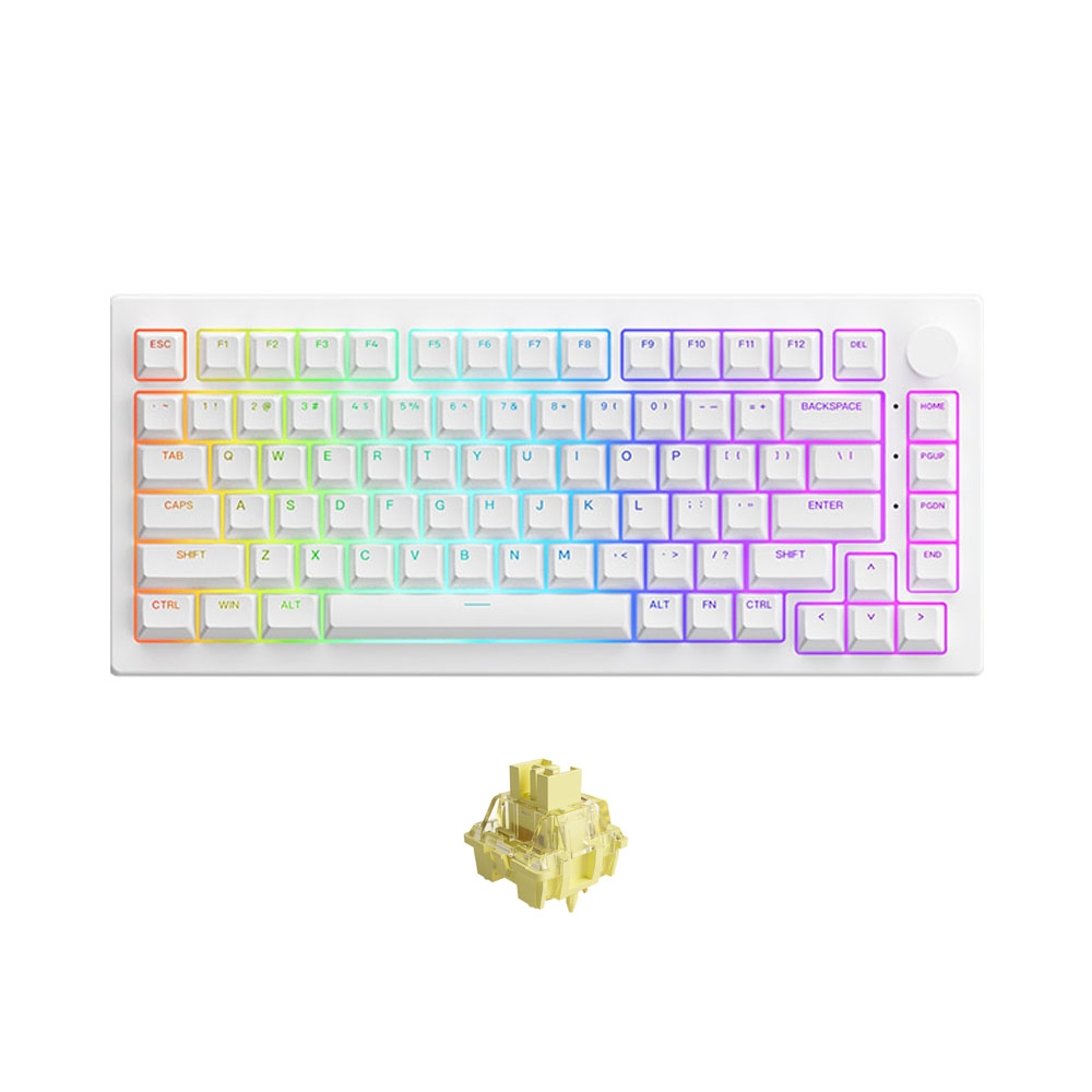 Bàn phím cơ không dây AKKO 5075B Plus White RGB (AKKO Sw V3 Pro)