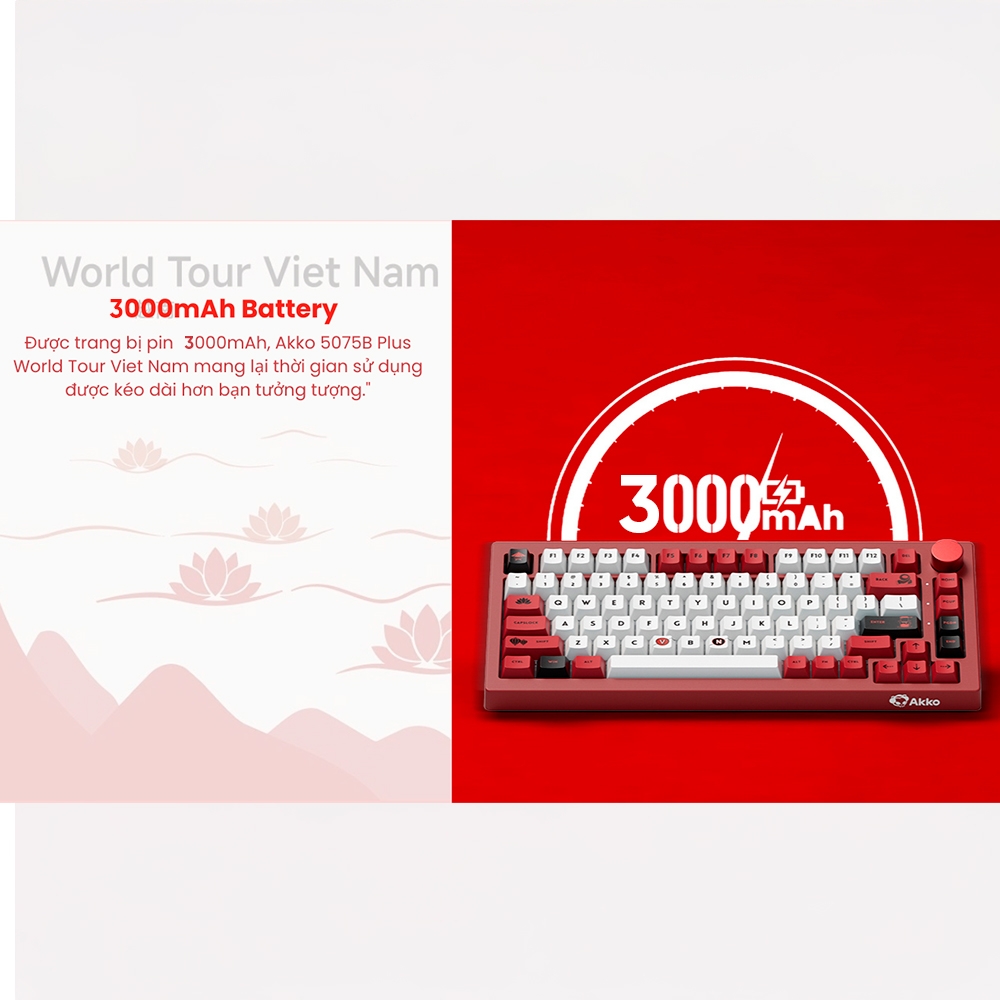 Bàn phím cơ không dây AKKO 5075B Plus World Tour Viet Nam RGB Hotswap (Akko Sw)