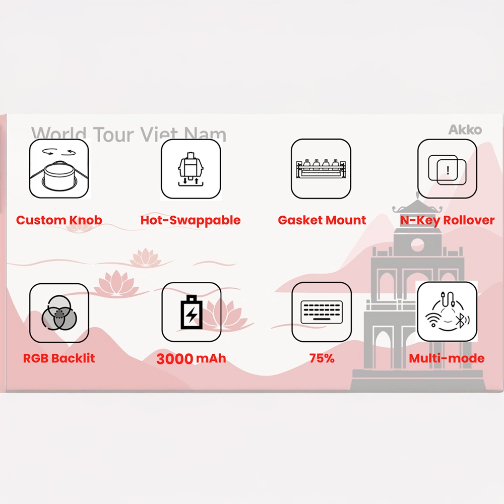 Bàn phím cơ không dây AKKO 5075B Plus World Tour Viet Nam RGB Hotswap (Akko Sw)