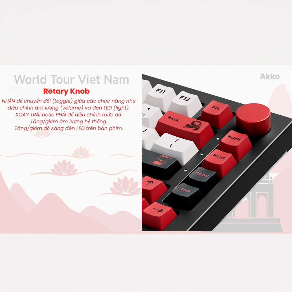 Bàn phím cơ không dây AKKO 5075B Plus World Tour Viet Nam RGB Hotswap (Akko Sw)