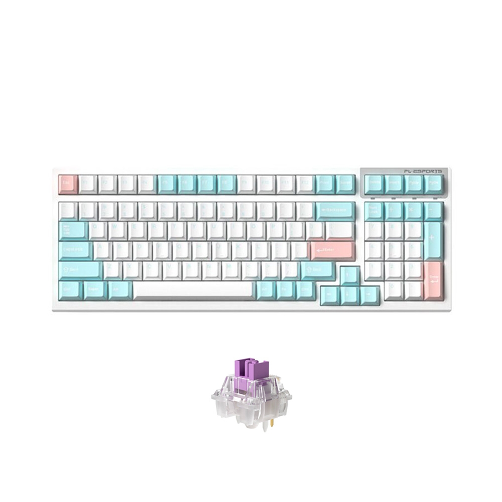 Bàn phím cơ không dây FL-Esports FL100 CPM Marshmallow 3 Mode Led RGB HotSwap FLCMMK Ice Switch Pink/ Blue/ Violet