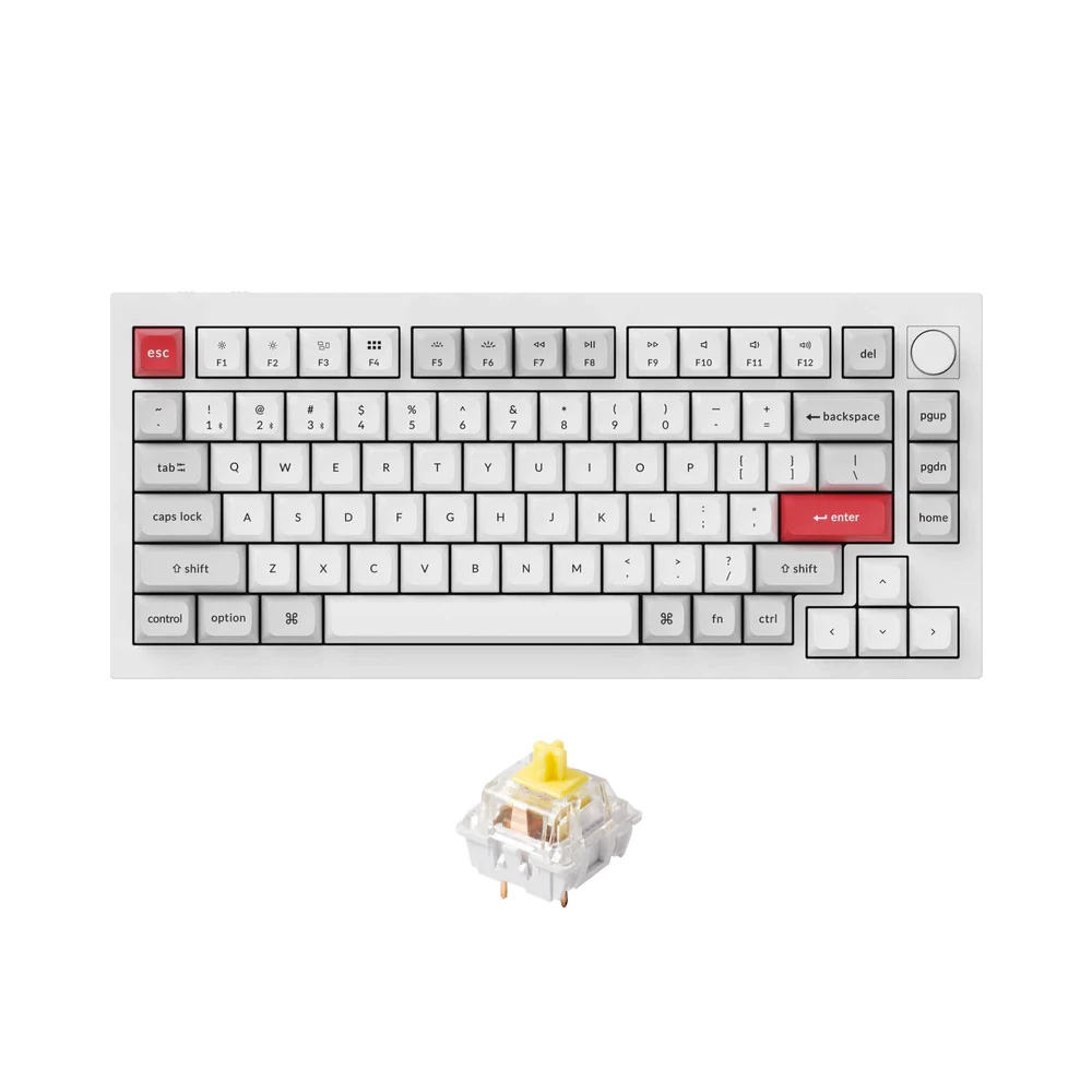 Bàn phím cơ không dây Keychron Q1 Pro Shell White RGB Knob Hotswap (Keychron K Pro Sw)