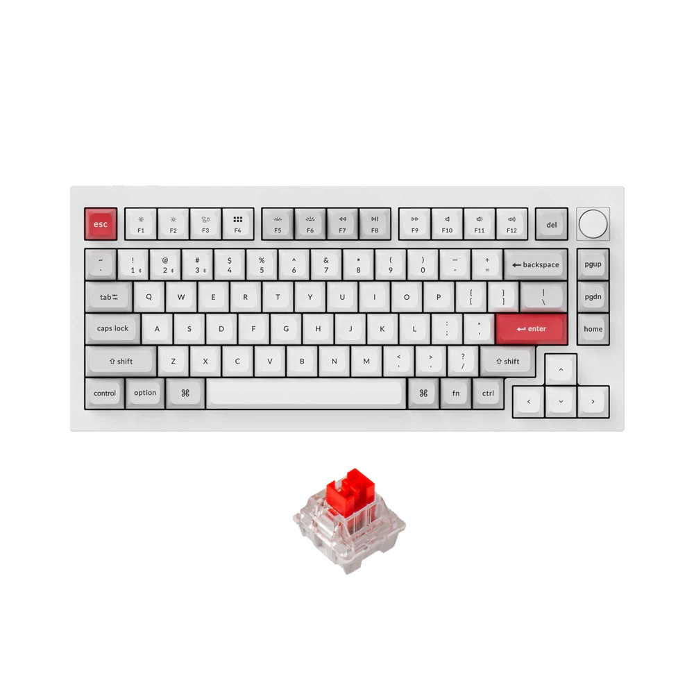 Bàn phím cơ không dây Keychron Q1 Pro Shell White RGB Knob Hotswap (Keychron K Pro Sw)