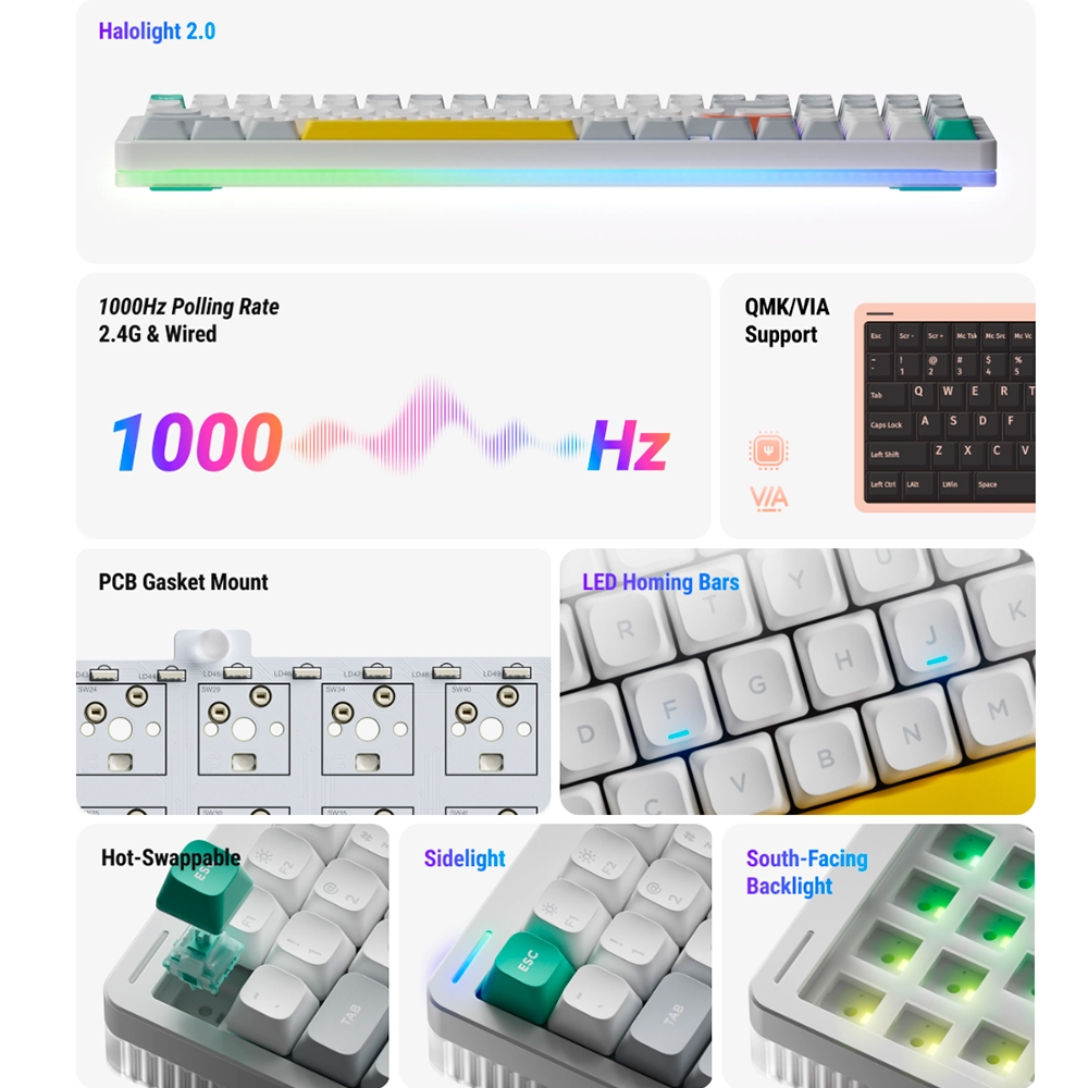Bàn phím cơ không dây NuPhy Halo96 V2 RGB Hotswap (Nuphy Sw)
