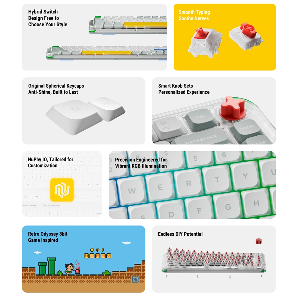 Bàn phím cơ không dây NuPhy Kick75 Hybrid Low Profile RGB Hotswap (Nuphy Sw)