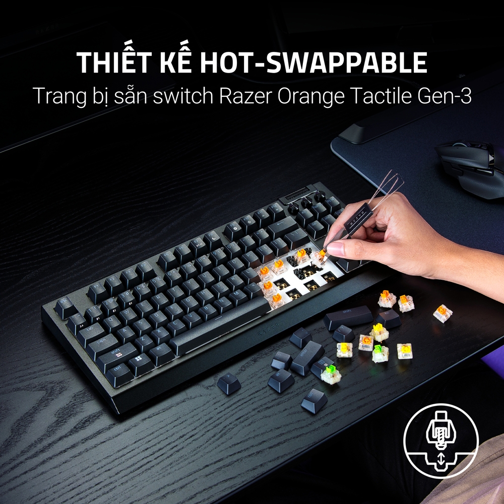Bàn phím cơ không dây Razer Blackwidow V4 Tenkeyless HyperSpeed RGB Hotswap (Razer Sw)
