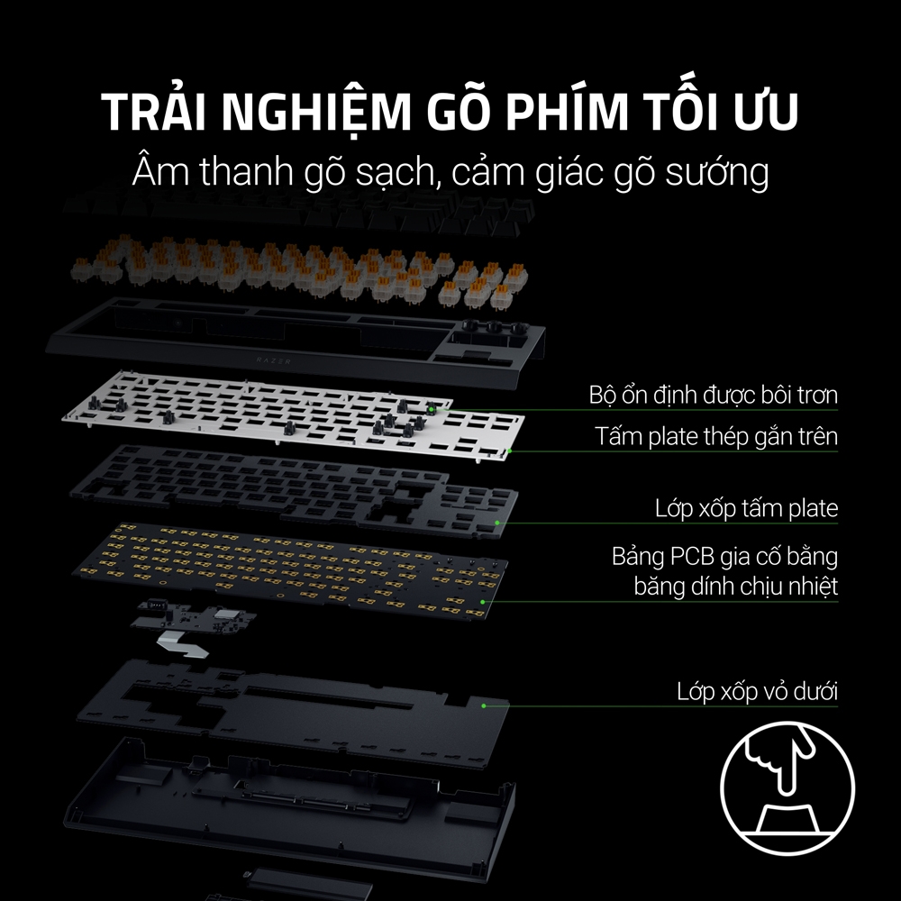 Bàn phím cơ không dây Razer Blackwidow V4 Tenkeyless HyperSpeed RGB Hotswap (Razer Sw)