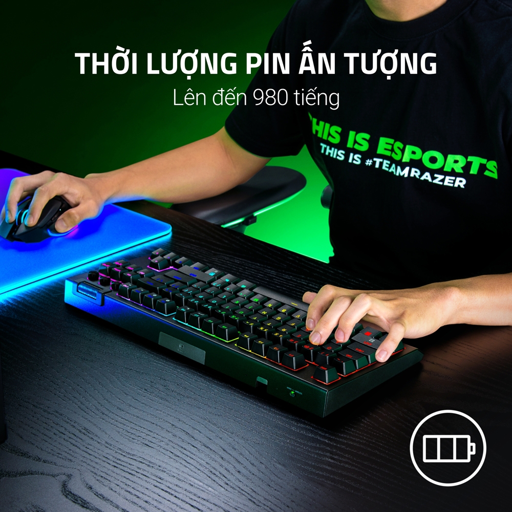 Bàn phím cơ không dây Razer Blackwidow V4 Tenkeyless HyperSpeed RGB Hotswap (Razer Sw)