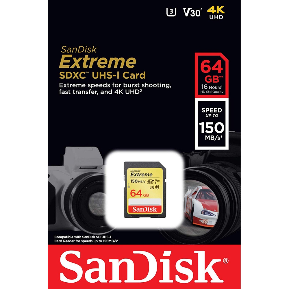 Thẻ nhớ SDXC SanDisk Extreme U3 V30 1000x 64GB 150MB/s SDSDXV6-064G-GNCIN