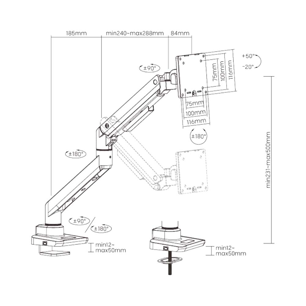 Giá đỡ màn hình Brateck LDT69-C012UC 17-49 inch