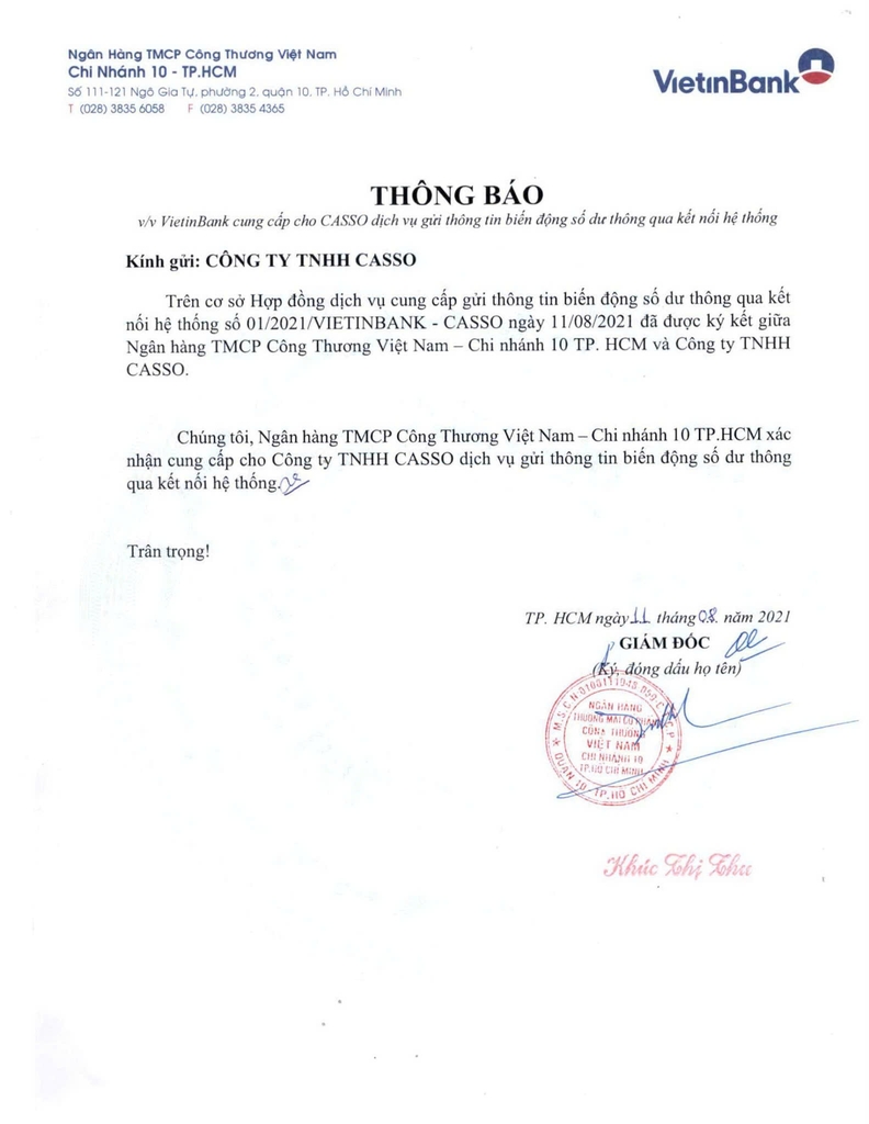 Loa Thanh Toán VietinBank