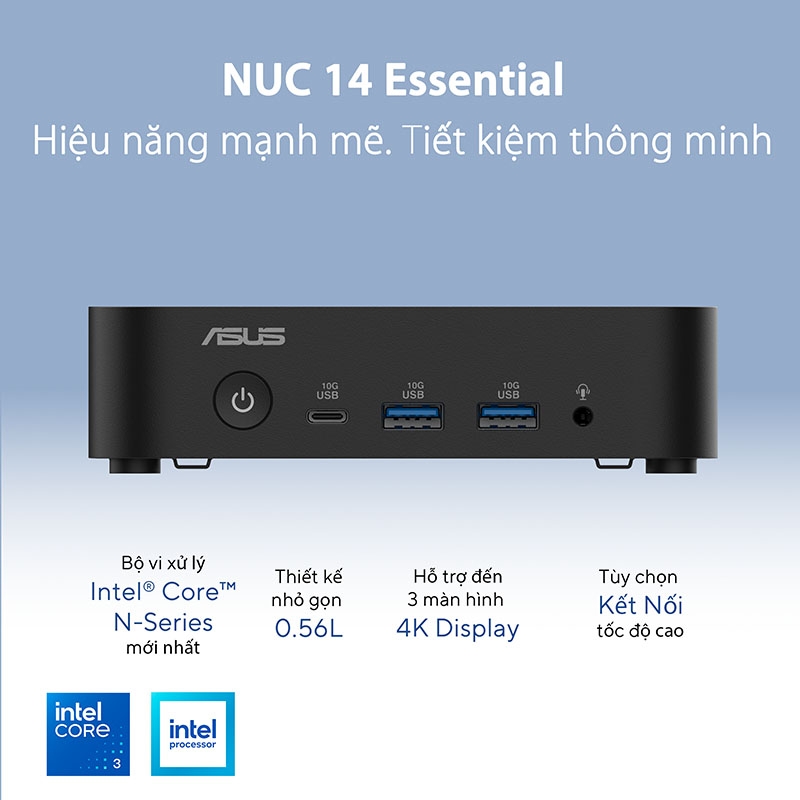 Máy tính Mini PC Asus NUC 14 Essential Mill Canyon N150 RNUC14MNK1500000 (Intel Twin Lake N150, Intel Graphics)