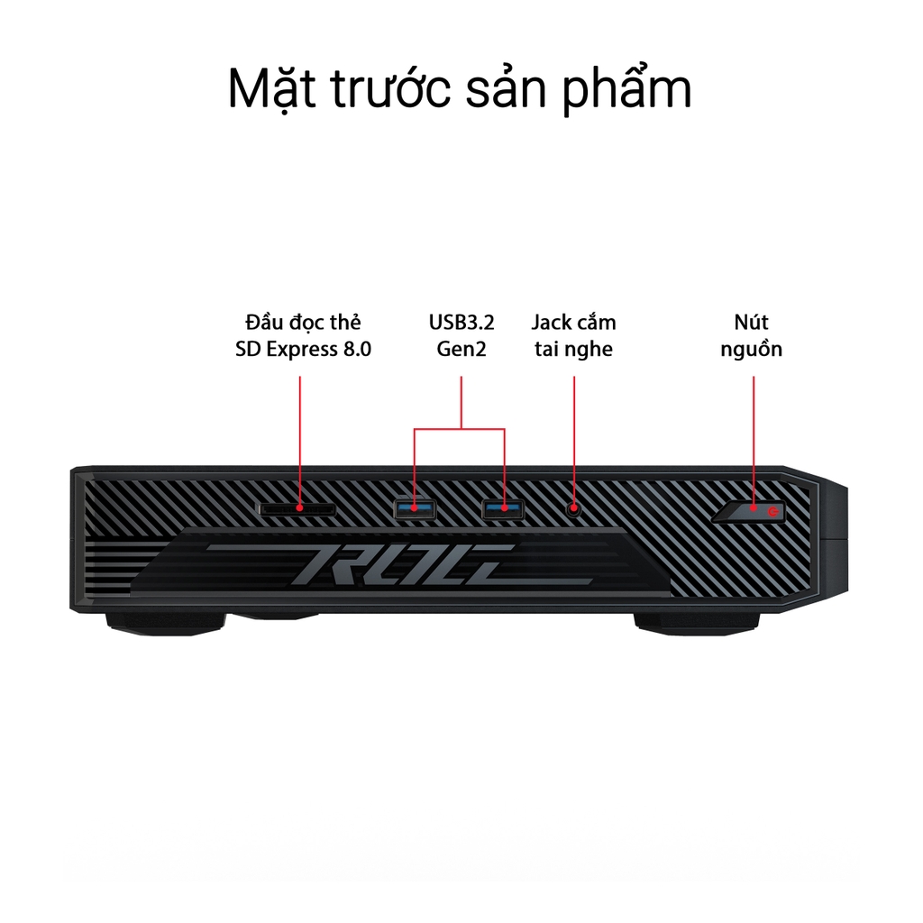 Máy tính Mini PC ASUS ROG NUC RNUC14SRKU9189A0I (Ultra 9 185H, RTX 4070 8GB, RAM 32GB DDR5, SSD 1TB, Win 11)