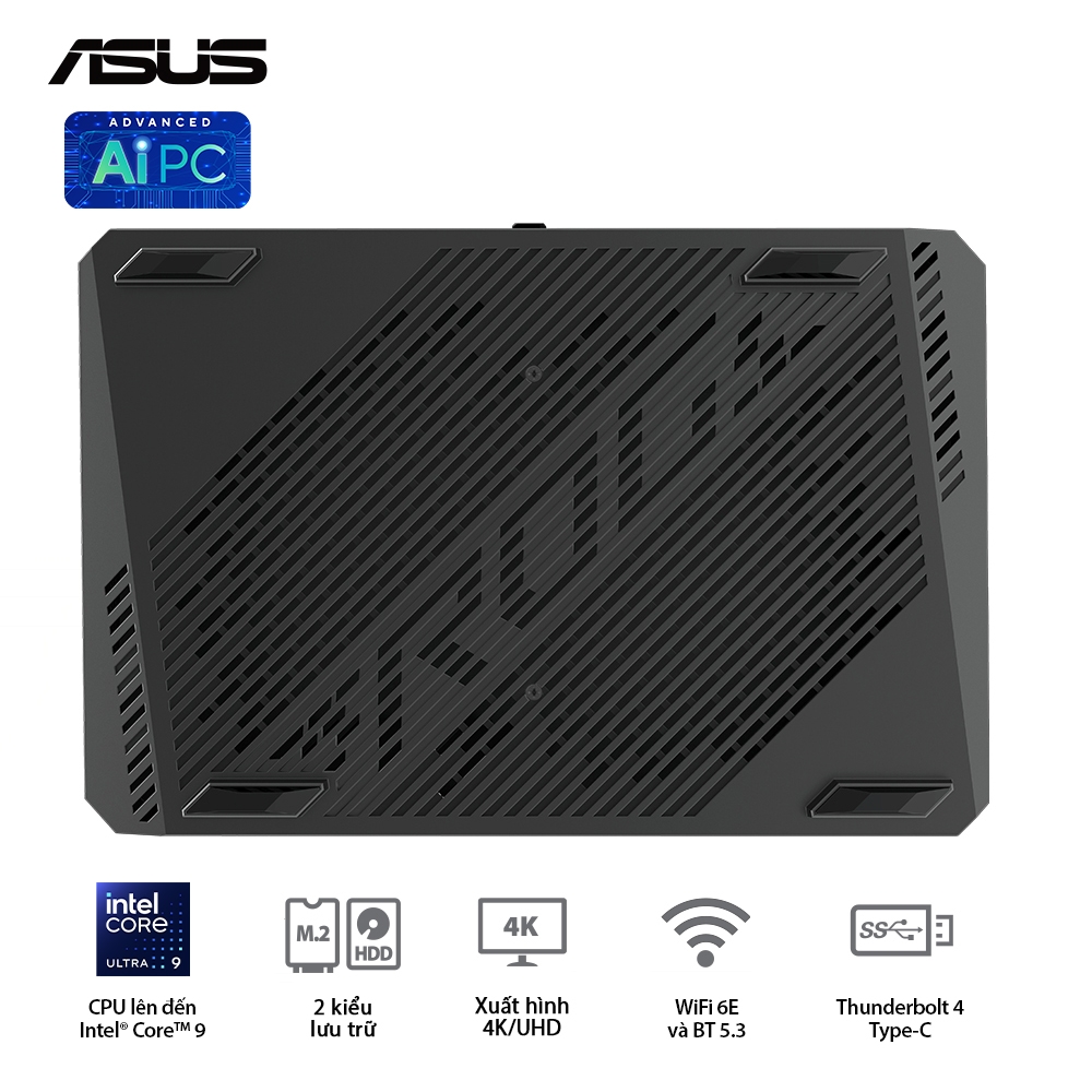 Máy tính Mini PC ASUS ROG NUC RNUC14SRKU9189A0I (Ultra 9 185H, RTX 4070 8GB, RAM 32GB DDR5, SSD 1TB, Win 11)