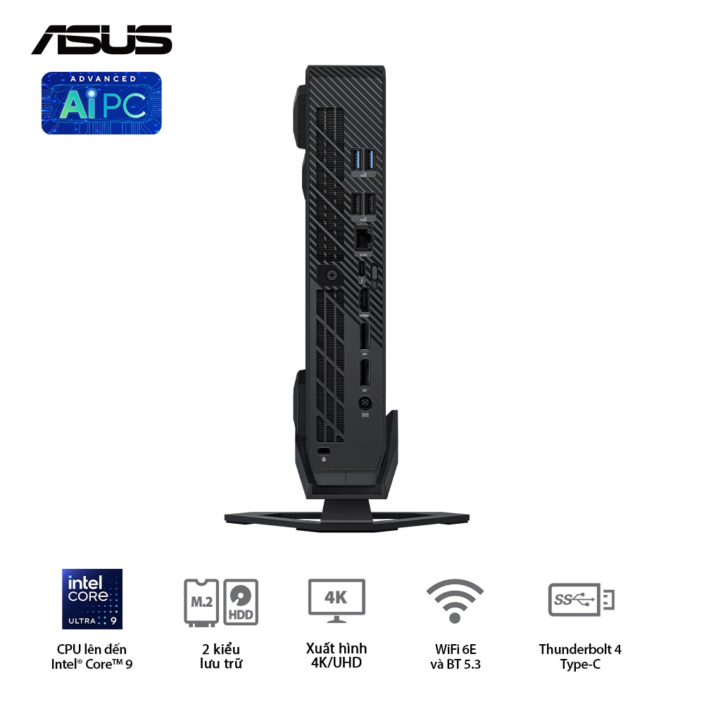 Máy tính Mini PC ASUS ROG NUC RNUC14SRKU9189A0I (Ultra 9 185H, RTX 4070 8GB, RAM 32GB DDR5, SSD 1TB, Win 11)