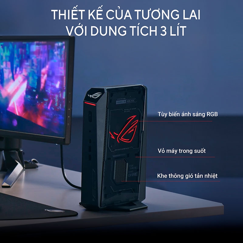 Máy tính Mini PC ASUS ROG NUC RNUC15JNK9X289A0 (Ultra 9 275HX, RTX 5080 16GB GDDR7, RAM 32GB DDR5, SSD 1TB, Win 11)