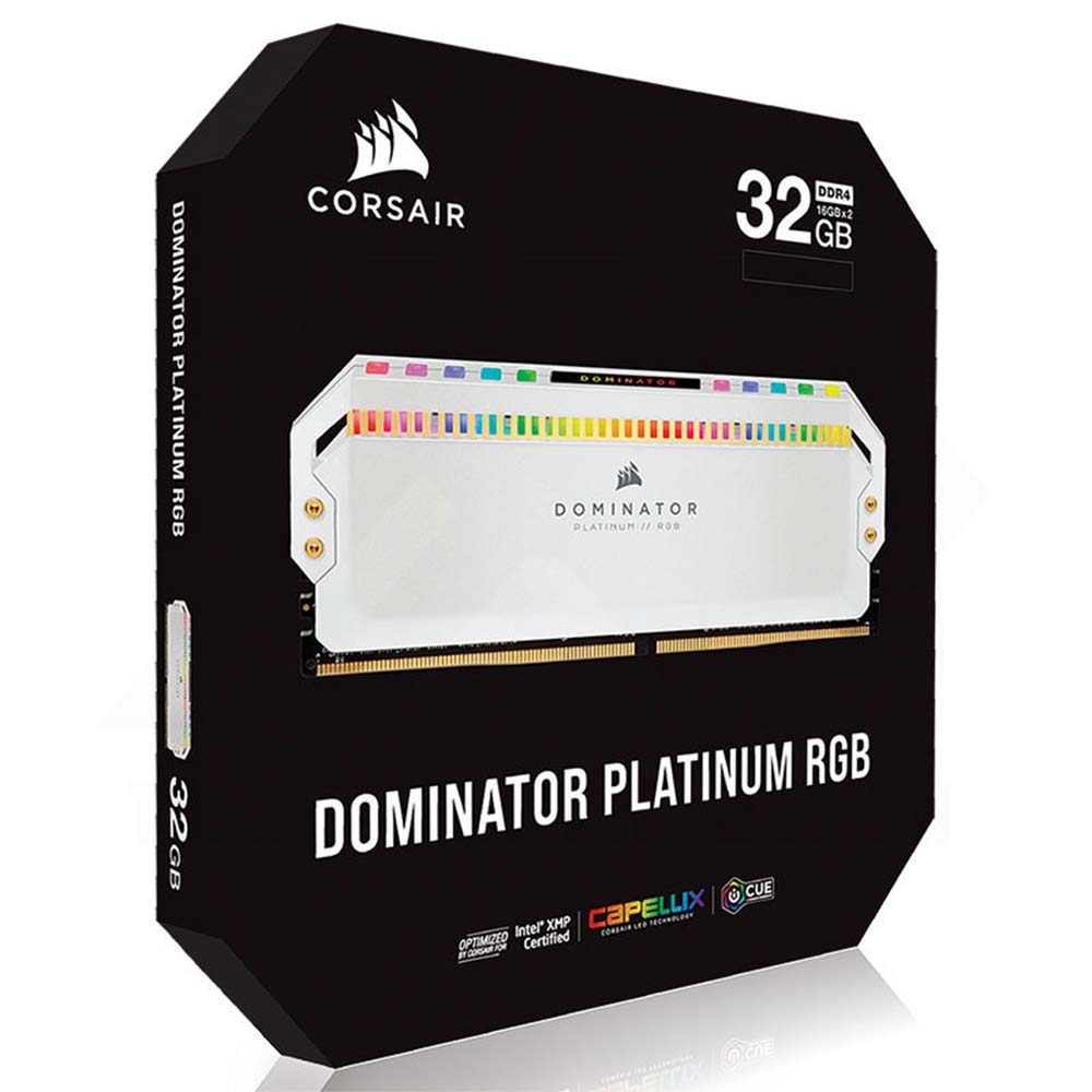 Ram PC Corsair Dominator Platinum White RGB 32GB 3200Mhz DDR4 (2x16GB) CMT32GX4M2E3200C16W
