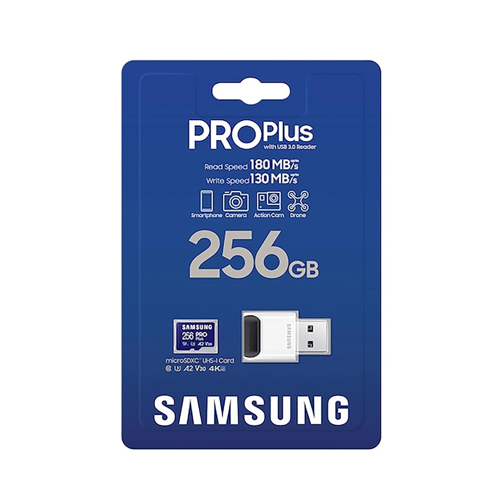 Thẻ Nhớ MicroSDXC Samsung Pro Plus U3 A2 256GB 180MB/s With Reader MB-MD256SB/WW