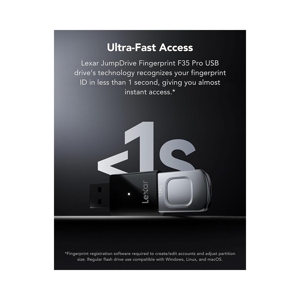 USB 3.2 Lexar JumpDrive Fingerprint F35 Pro 128GB 400MB/s LJDF35P128G-RNBNG