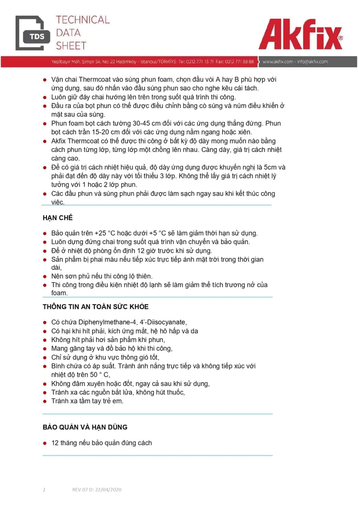 Keo bọt xốp PU foam cách âm, cách nhiệt, chống nóng Akfix Thermcoat